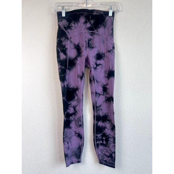 Lululemon Pants - Lululemon Power Thru High Rise Tight Purple Tie Dye Leggings Size 4